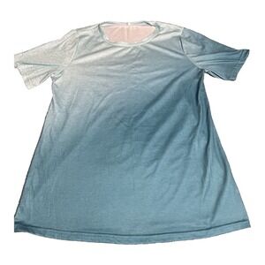 Unbranded Ombre Gradient T-Shirt Women Medium Blue White Good Casual ShortSleeve